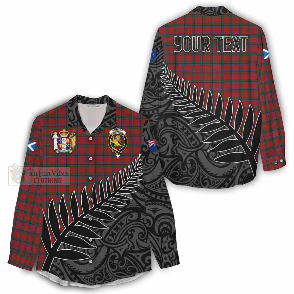 Tartan Vibes Clothing Nicolson Crest Tartan Women's Casual Shirt with New Zealand Silver Fern Half Style
