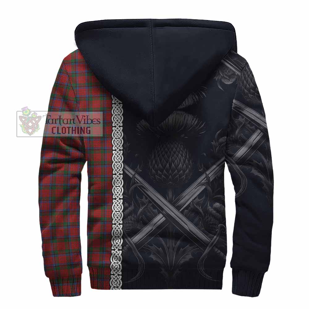 Tartan Vibes Clothing Nicolson Tartan Sherpa Hoodie with Family Crest Cross Sword Thistle Celtic Vibes