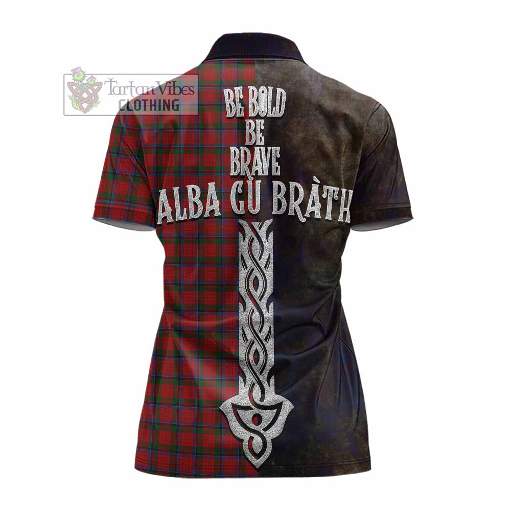 Tartan Vibes Clothing Nicolson Tartan Family Crest Women's Polo Shirt Alba Gu Brath Be Brave Lion Ancient Style