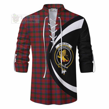 Tartan Vibes Clothing Nicolson Tartan Ghillie Kilt Shirt with Family Crest Circle Style