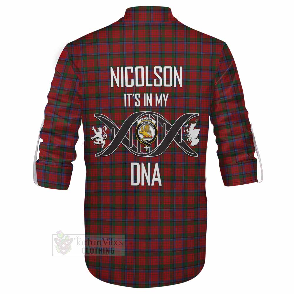 Tartan Vibes Clothing Nicolson Tartan Ghillie Kilt Shirt with Family Crest DNA In Me Style