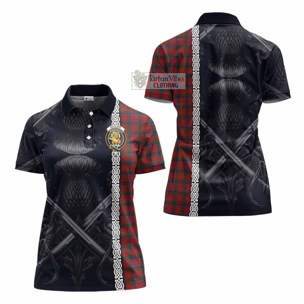 Tartan Vibes Clothing Nicolson Tartan Women's Polo Shirt with Family Crest Cross Sword Thistle Celtic Vibes