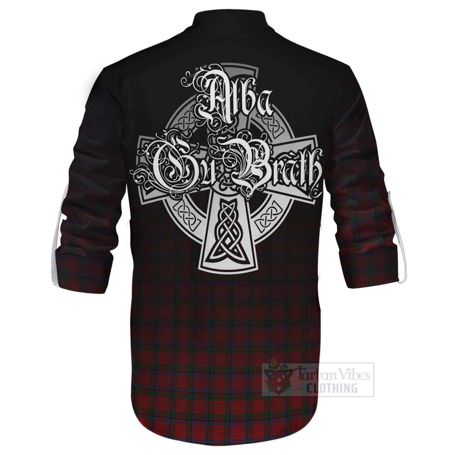 Tartan Vibes Clothing Nicolson Tartan Ghillie Kilt Shirt Featuring Alba Gu Brath Family Crest Celtic Inspired