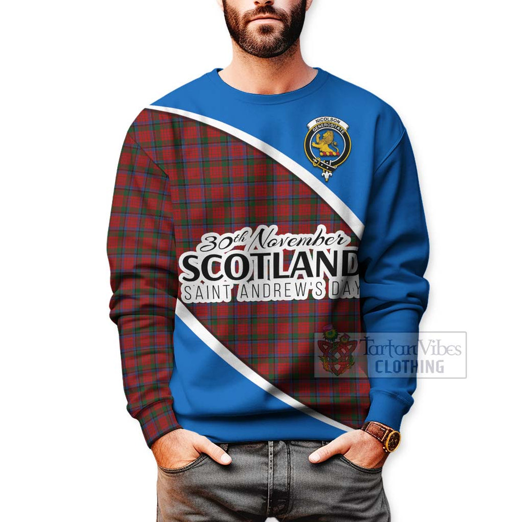 Tartan Vibes Clothing Nicolson Family Crest Tartan Sweatshirt Celebrate Saint Andrew's Day in Style