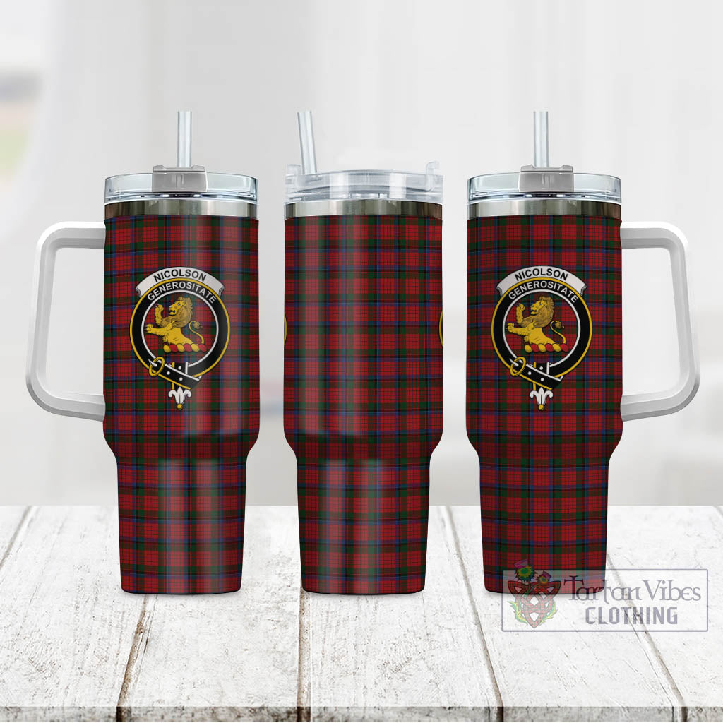 Tartan Vibes Clothing Nicolson Tartan and Family Crest Tumbler with Handle