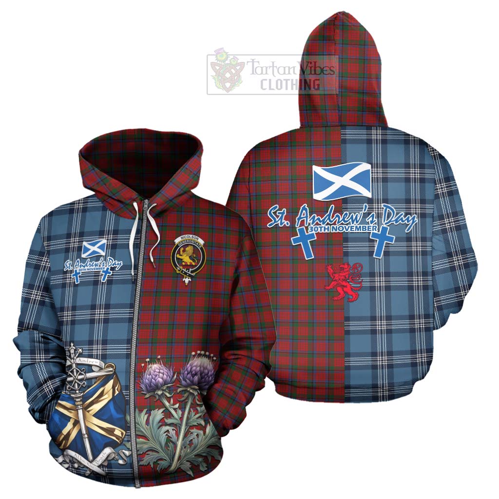 Tartan Vibes Clothing Nicolson Tartan Hoodie Happy St. Andrew's Day Half Tartan Style