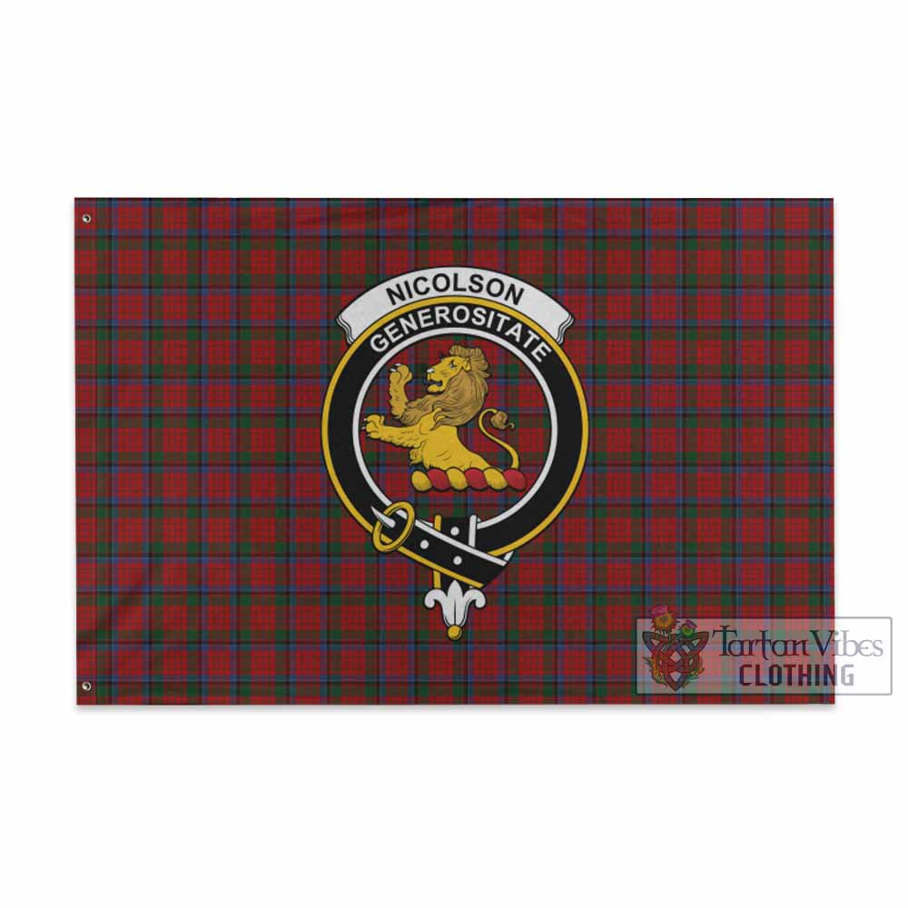 Tartan Vibes Clothing Nicolson Tartan House Flag with Family Crest