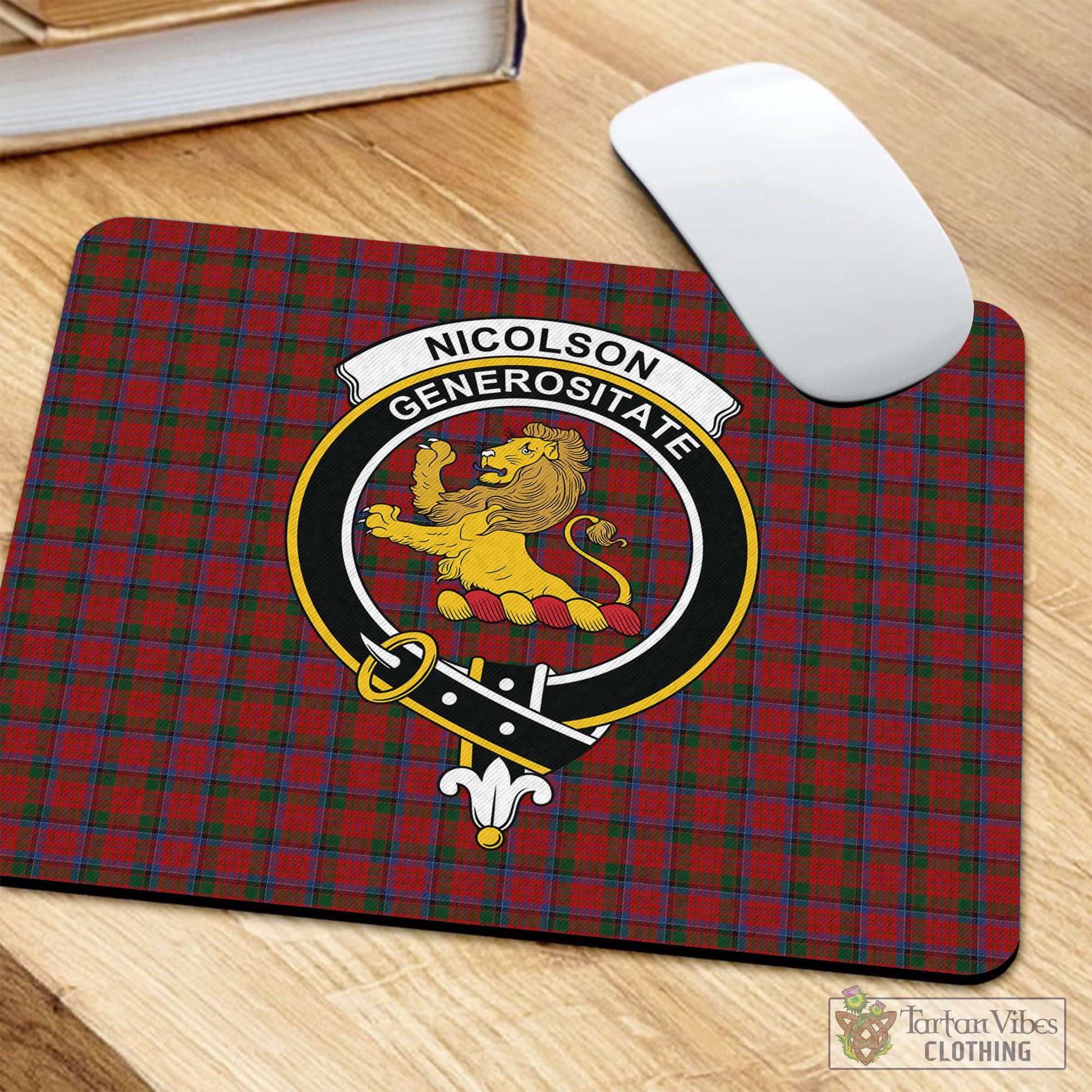 Tartan Vibes Clothing Nicolson Tartan Mouse Pad with Family Crest