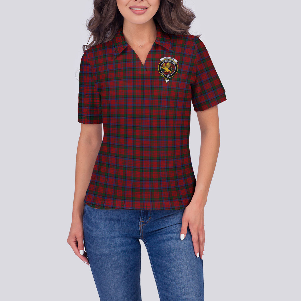 Nicolson Tartan Polo Shirt with Family Crest For Women - Tartan Vibes Clothing