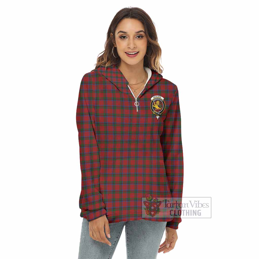Tartan Vibes Clothing Nicolson Tartan Crest Women's Borg  Half Zip Fleece Hoodie