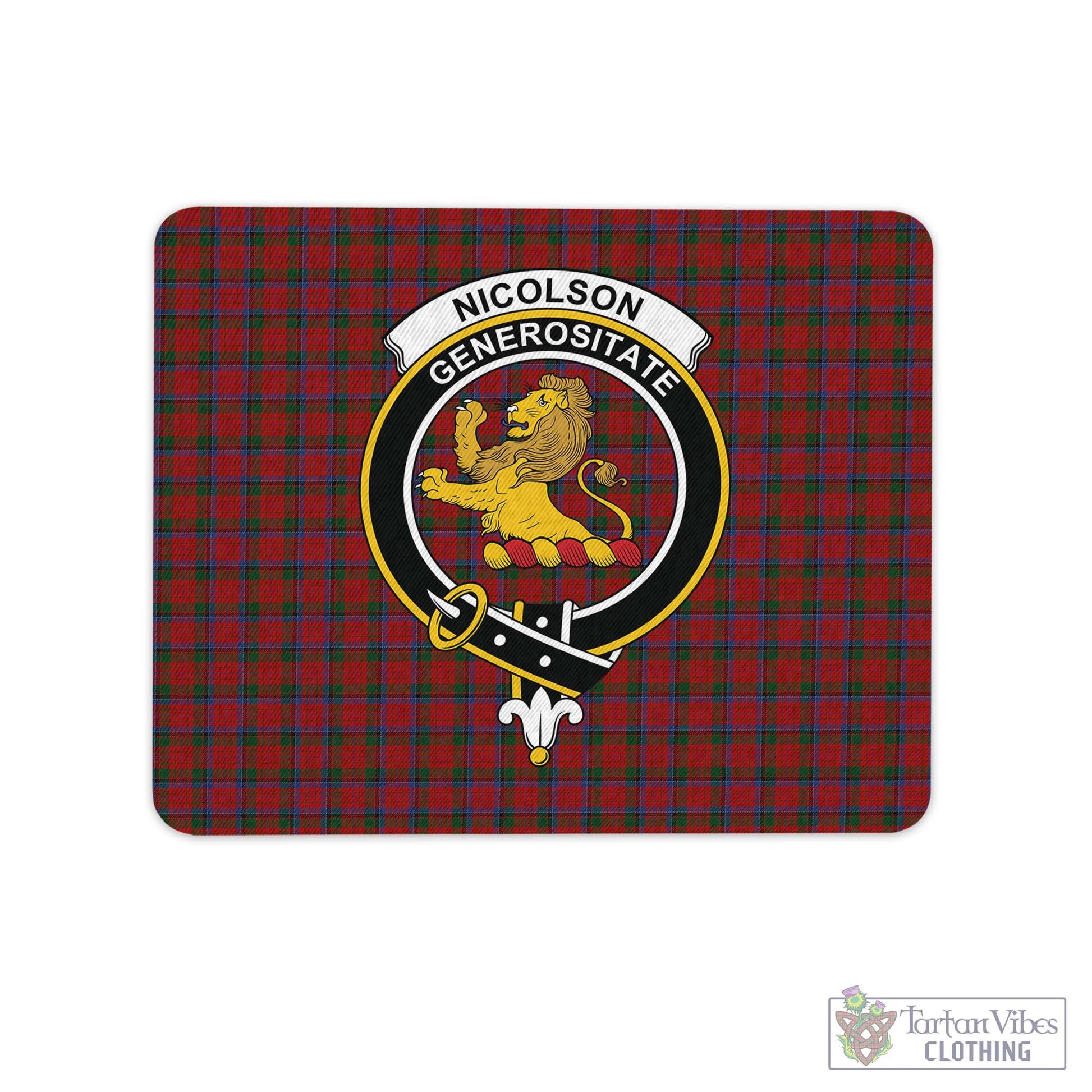Tartan Vibes Clothing Nicolson Tartan Mouse Pad with Family Crest