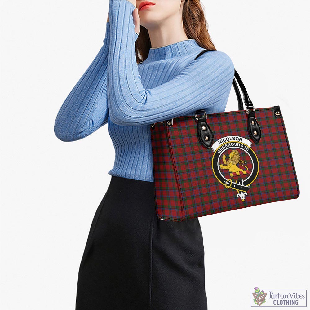Tartan Vibes Clothing Nicolson Tartan Luxury Leather Handbags with Family Crest