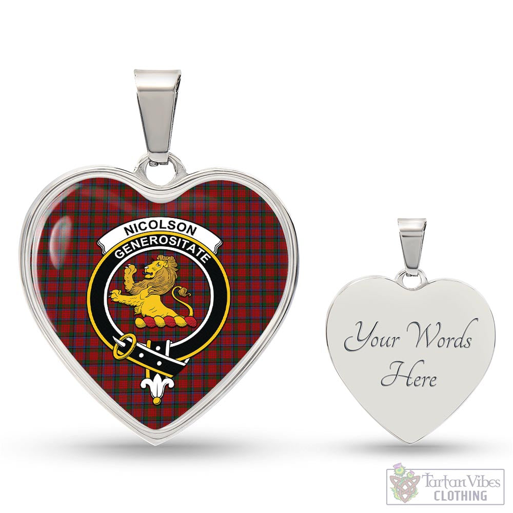 Tartan Vibes Clothing Nicolson Tartan Heart Necklace with Family Crest