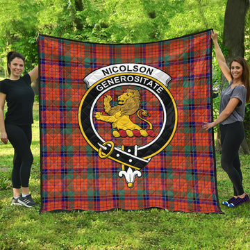 Nicolson Ancient Tartan Quilt with Family Crest