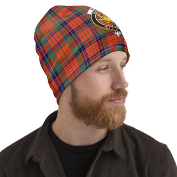Nicolson Ancient Tartan Beanies Hat with Family Crest