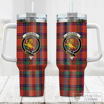 Nicolson Ancient Tartan and Family Crest Tumbler with Handle