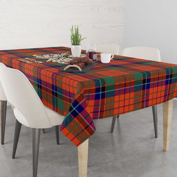Nicolson Ancient Tartan Tablecloth with Clan Crest and the Golden Sword of Courageous Legacy