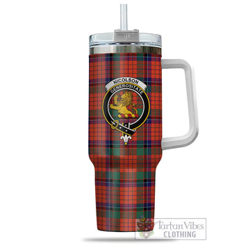 Nicolson Ancient Tartan and Family Crest Tumbler with Handle
