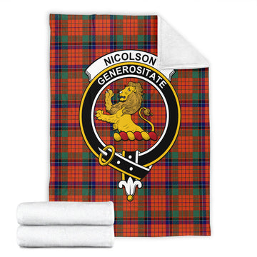 Nicolson Ancient Tartan Blanket with Family Crest