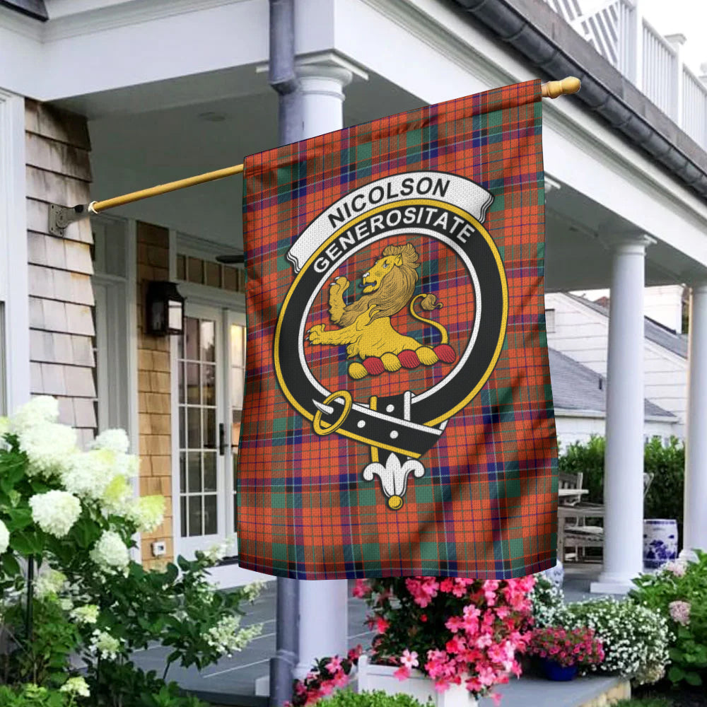 Nicolson Ancient Tartan Flag with Family Crest - Tartan Vibes Clothing