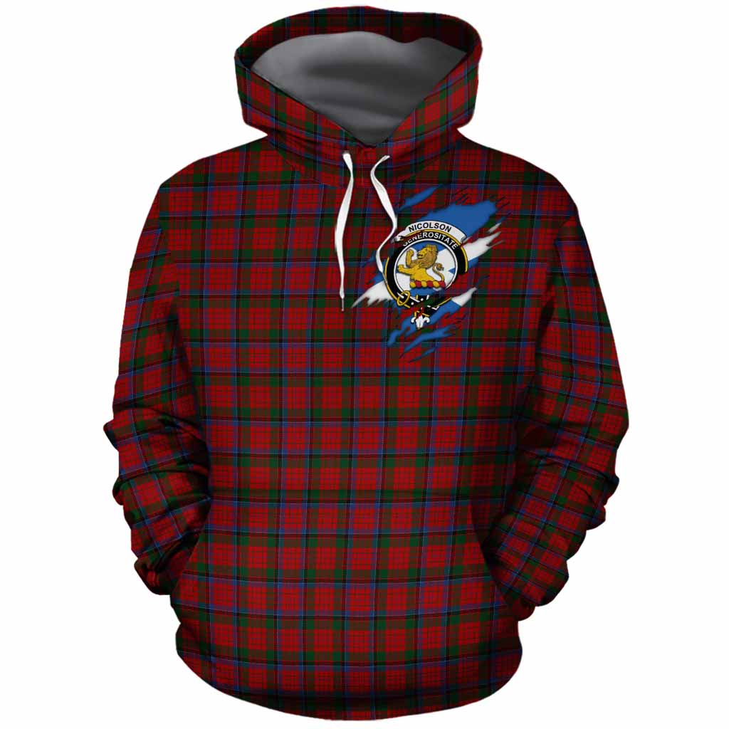 Nicolson Clan Crest In Me Tartan Cotton Hoodie Scotland Flag Style