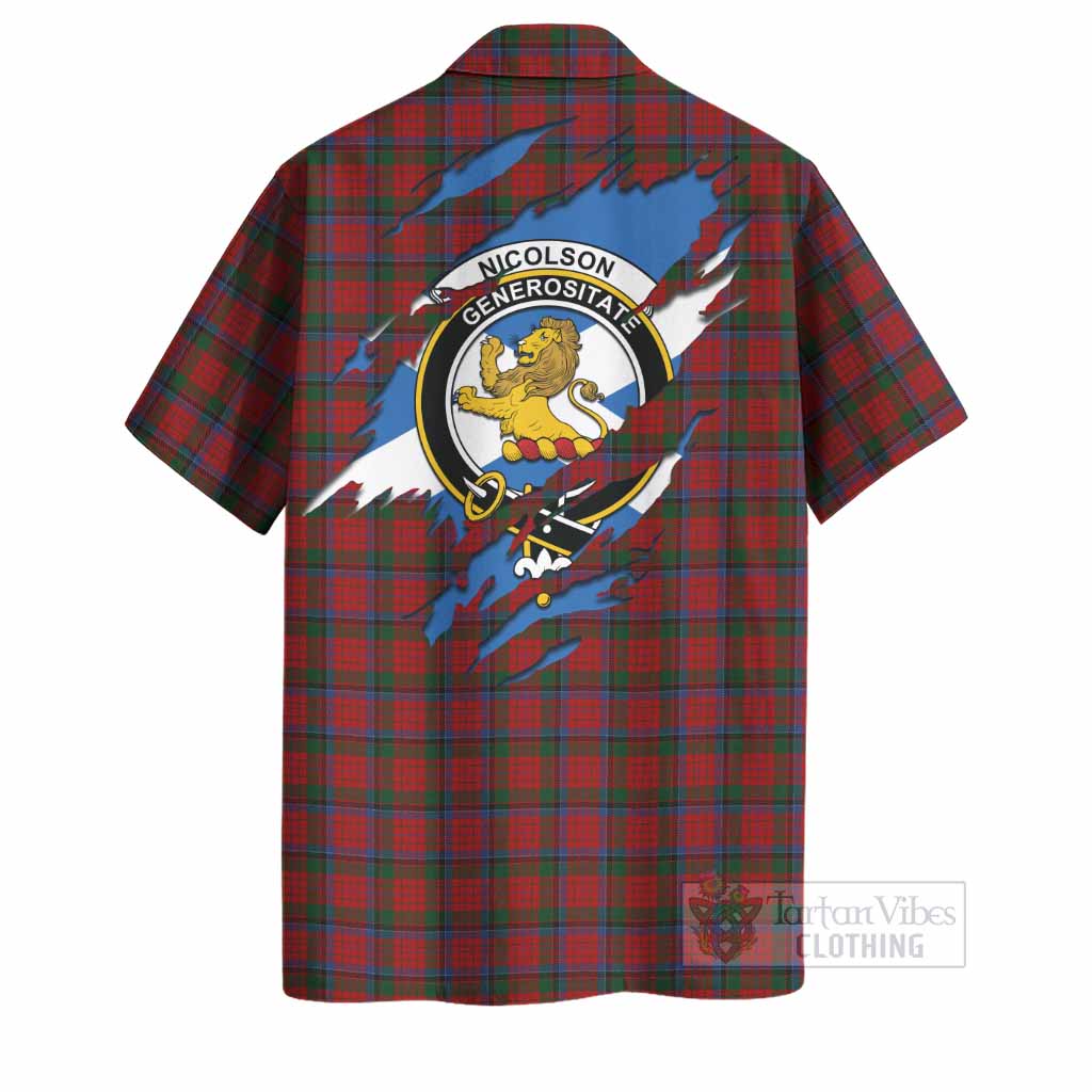 Nicolson Clan Crest In Me Tartan Hawaiian Shirt Scotland Flag Style