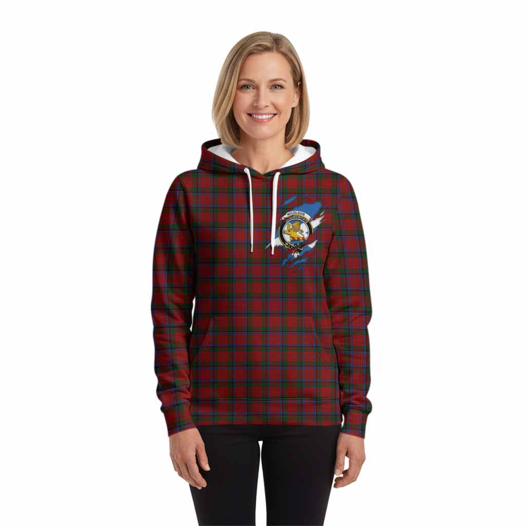 Nicolson Clan Crest In Me Tartan Hoodie Scotland Flag Style