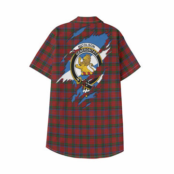 Nicolson Clan Crest In Me Tartan Kid Hawaiian Shirt Scotland Flag Style