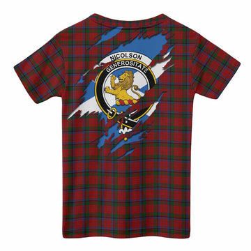Nicolson Clan Crest In Me Tartan Kid T-shirt Scotland Flag Style