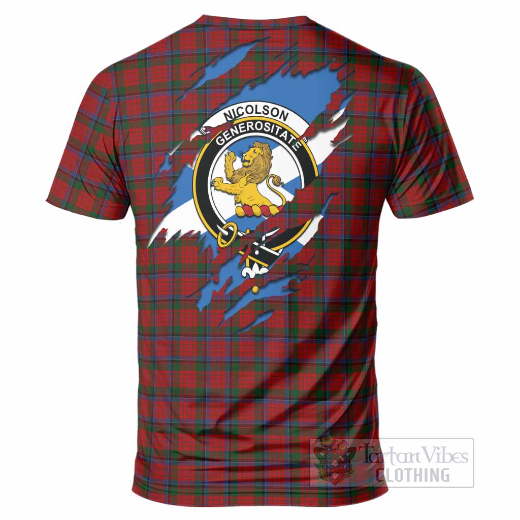 Nicolson Clan Crest In Me Tartan T-Shirt Scotland Flag Style