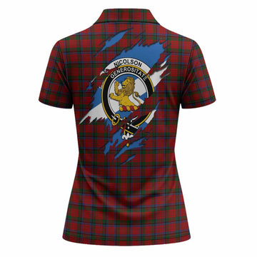 Nicolson Clan Crest In Me Tartan Women Polo Shirt Scotland Flag Style