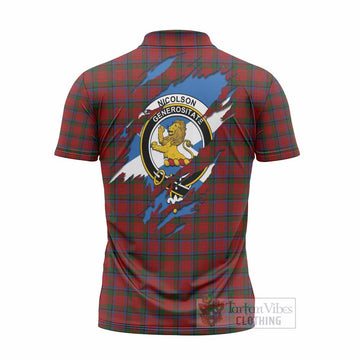 Nicolson Clan Crest In Me Tartan Zipper Polo Shirt Scotland Flag Style