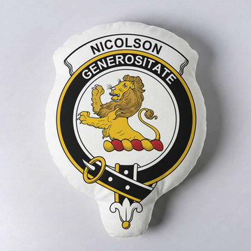 Nicolson Clan Crest Shaped Throw Pillow, Scottish Clan Badge Decorative Pillow