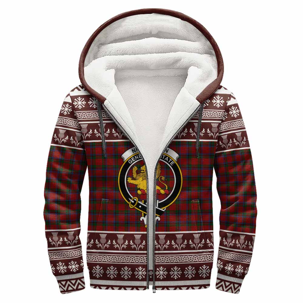 Nicolson Clan Tartan Christmas Fleece Hoodie with Family Crest - Tartan Vibes Clothing