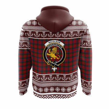 Nicolson Clan Tartan Christmas Hoodie with Family Crest
