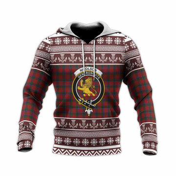 Nicolson Clan Tartan Christmas Knitted Hoodie with Family Crest