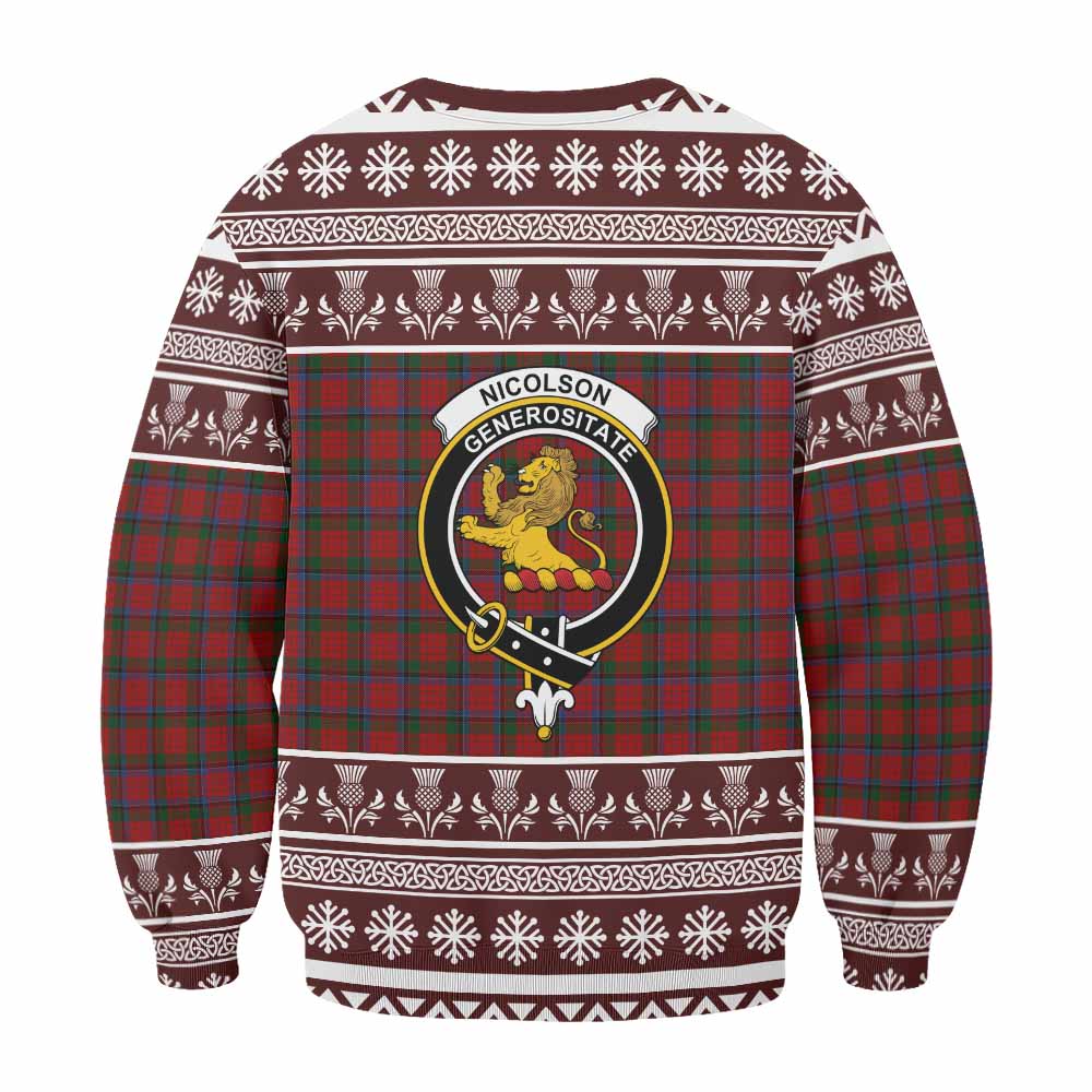 Nicolson Clan Tartan Christmas Sweatshirt with Family Crest - Tartan Vibes Clothing