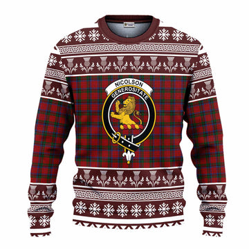 Nicolson Clan Tartan Christmas Ugly Sweater with Family Crest