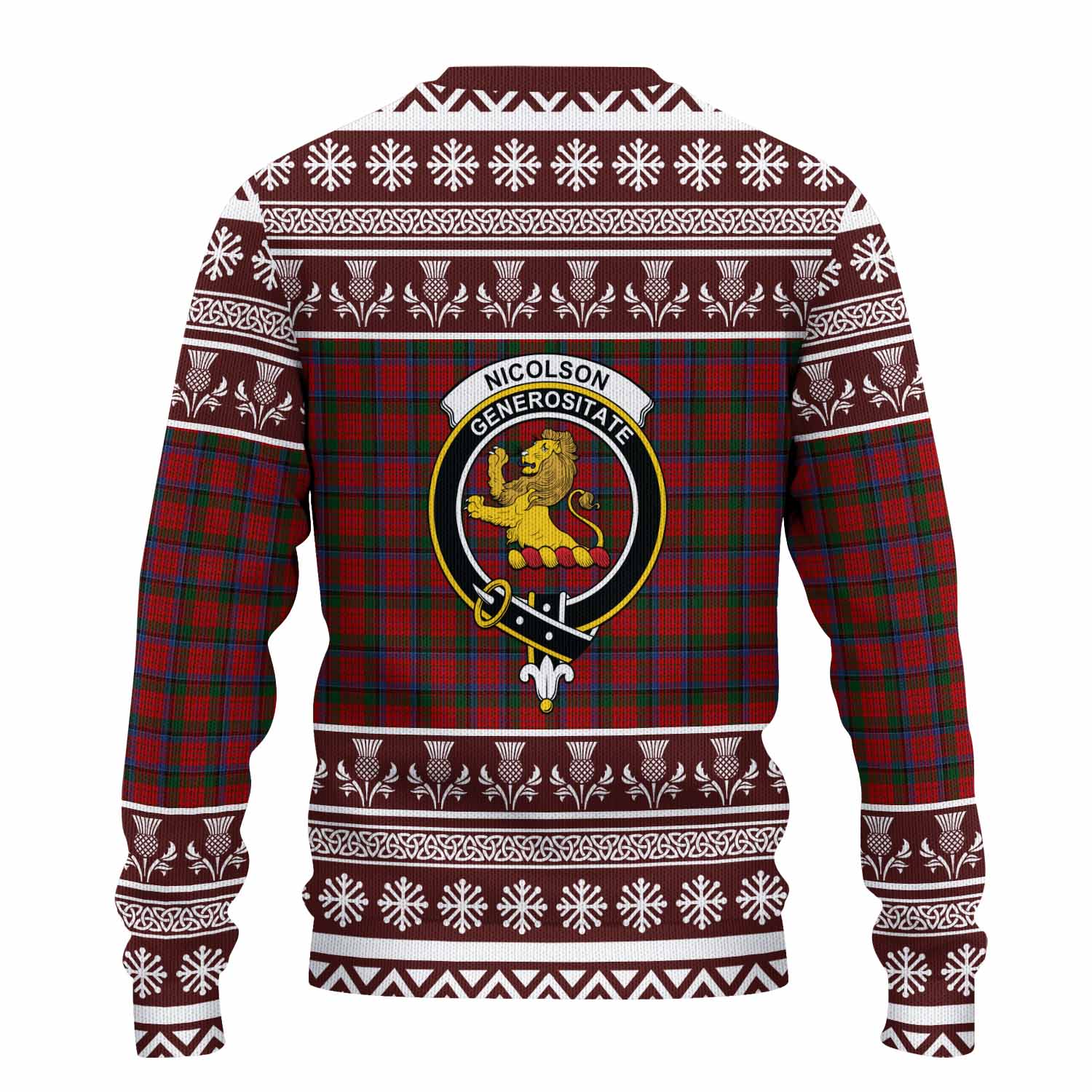 Nicolson Clan Tartan Christmas Ugly Sweater with Family Crest - Tartan Vibes Clothing