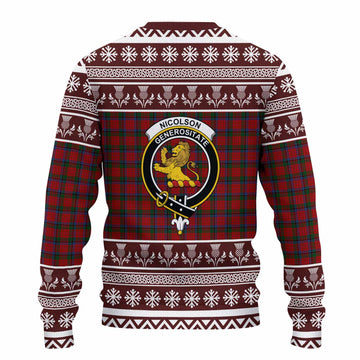 Nicolson Clan Tartan Christmas Ugly Sweater with Family Crest
