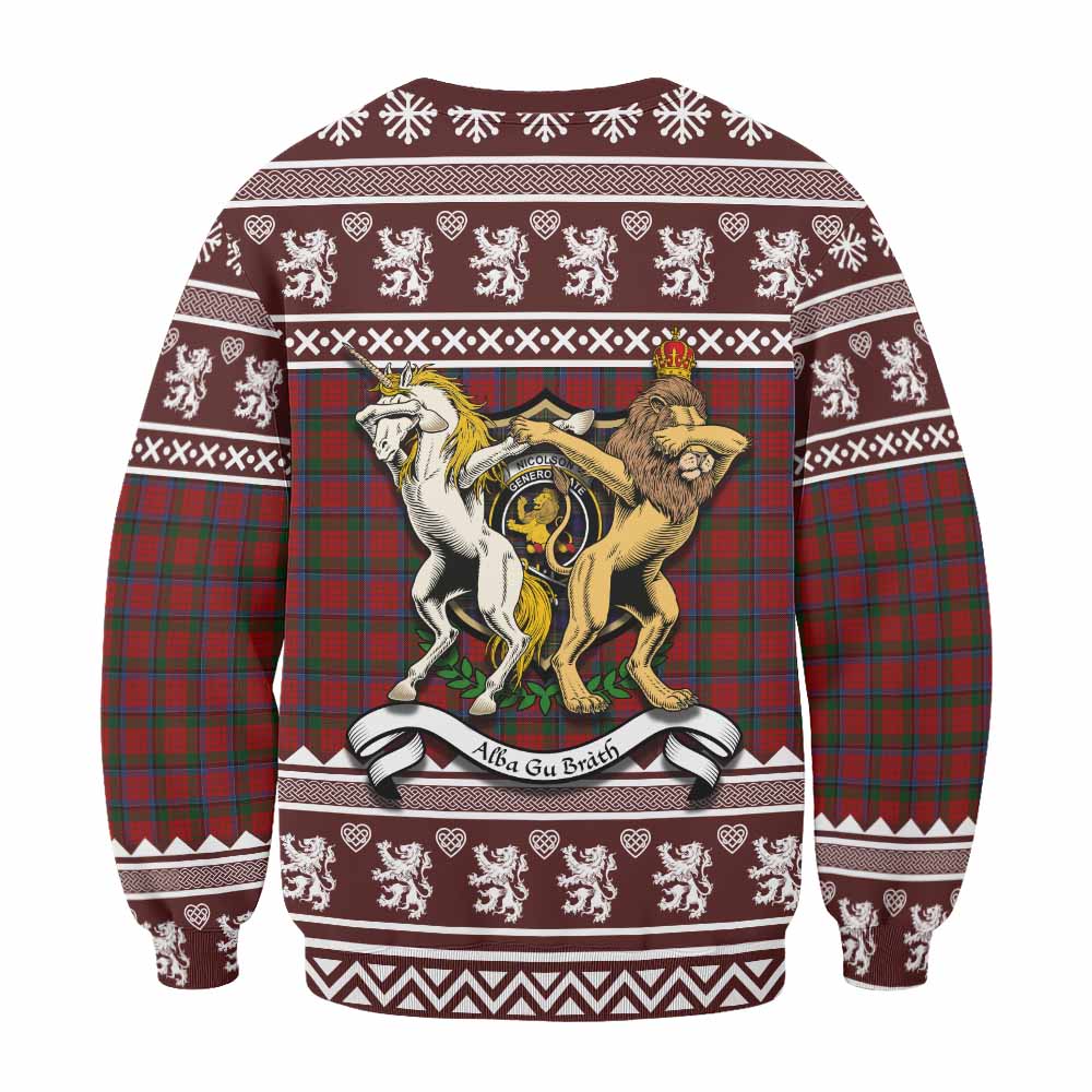 Nicolson Clan Tartan Crest Christmas Sweatshirt Coat of Arms Funny Style - Tartan Vibes Clothing