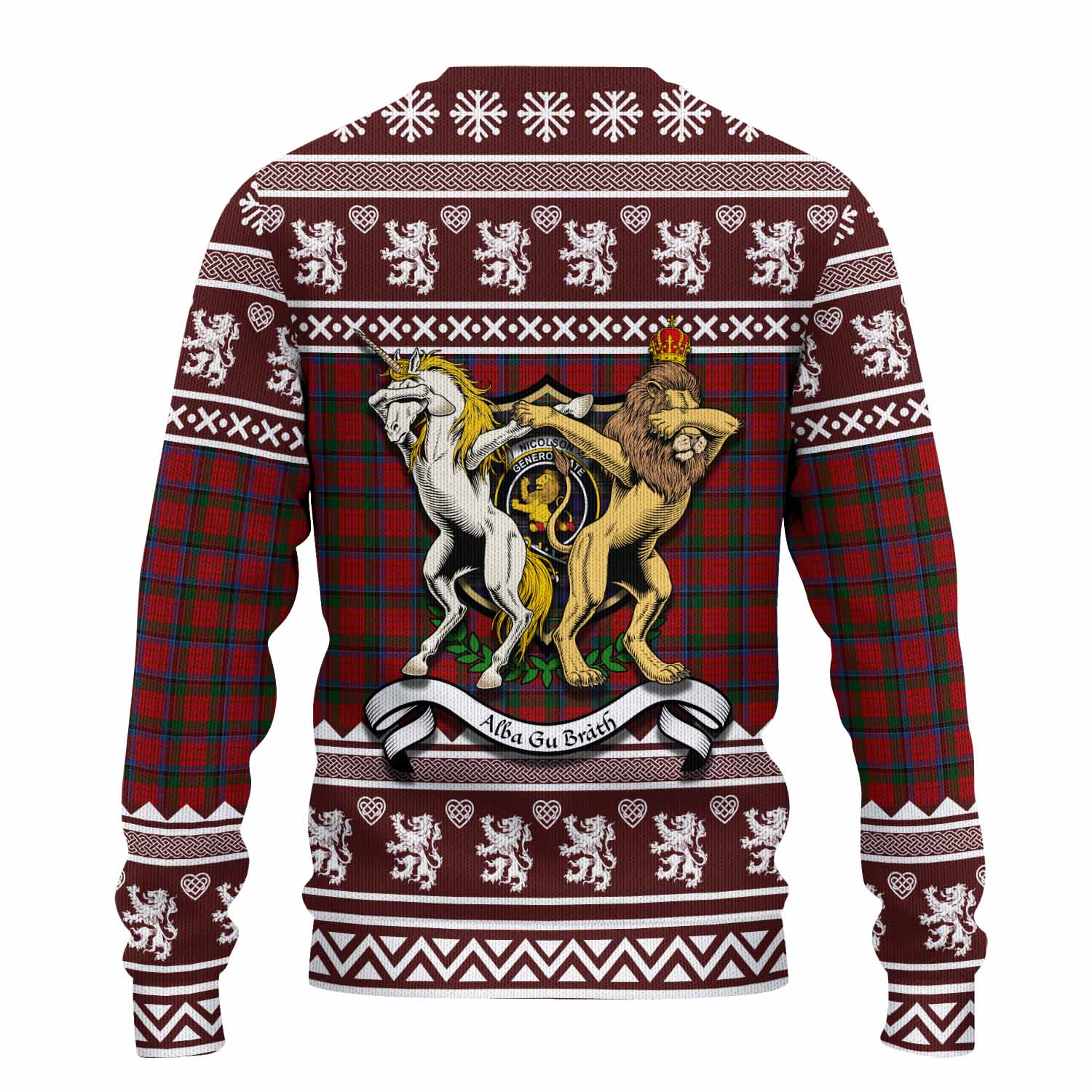 Nicolson Clan Tartan Crest Christmas Ugly Sweater Coat of Arms Funny Style - Tartan Vibes Clothing