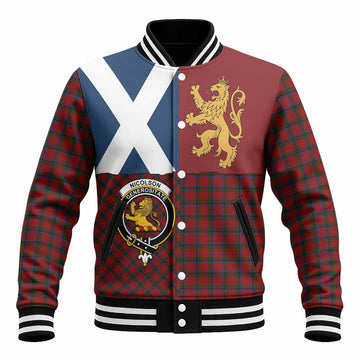 Nicolson Crest Tartan Baseball Jacket with Lion Rampant Saltire Style
