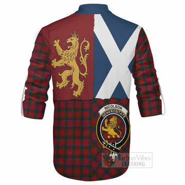 Nicolson Crest Tartan Ghillie Shirt with Lion Rampant Saltire Style