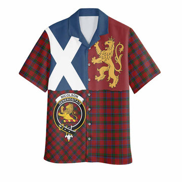 Nicolson Crest Tartan Hawaiian Shirt with Lion Rampant Saltire Style