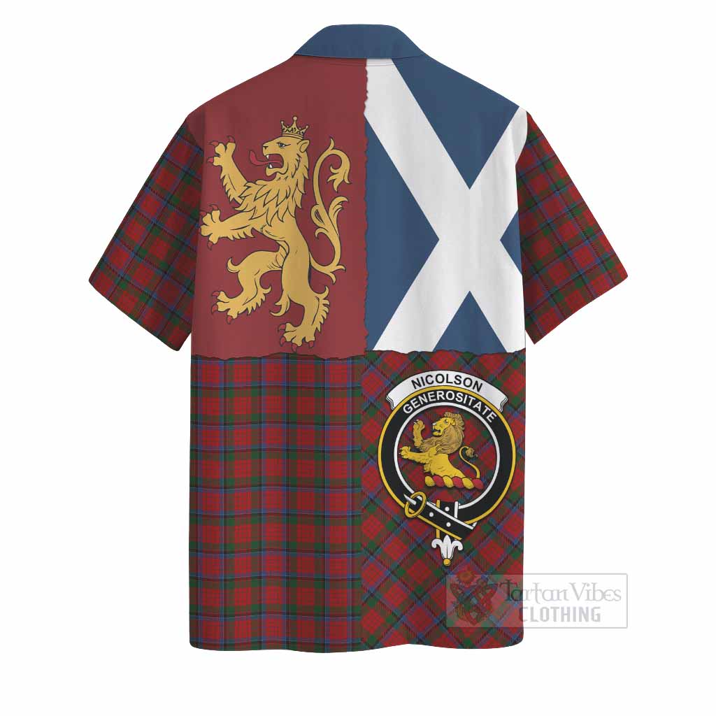 Nicolson Crest Tartan Hawaiian Shirt with Lion Rampant Saltire Style