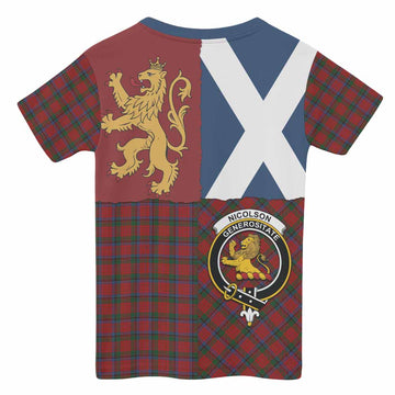 Nicolson Crest Tartan Kid T-shirt with Lion Rampant Saltire Style