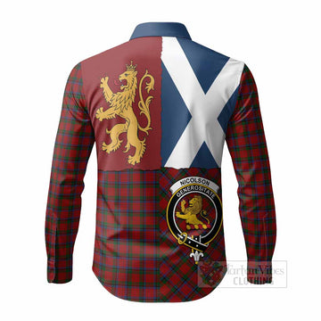 Nicolson Crest Tartan Long Sleeve Button Shirts with Lion Rampant Saltire Style