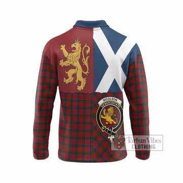 Nicolson Crest Tartan Long Sleeve Polo Shirt with Lion Rampant Saltire Style