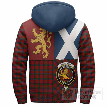 Nicolson Crest Tartan Sherpa Hoodie with Lion Rampant Saltire Style